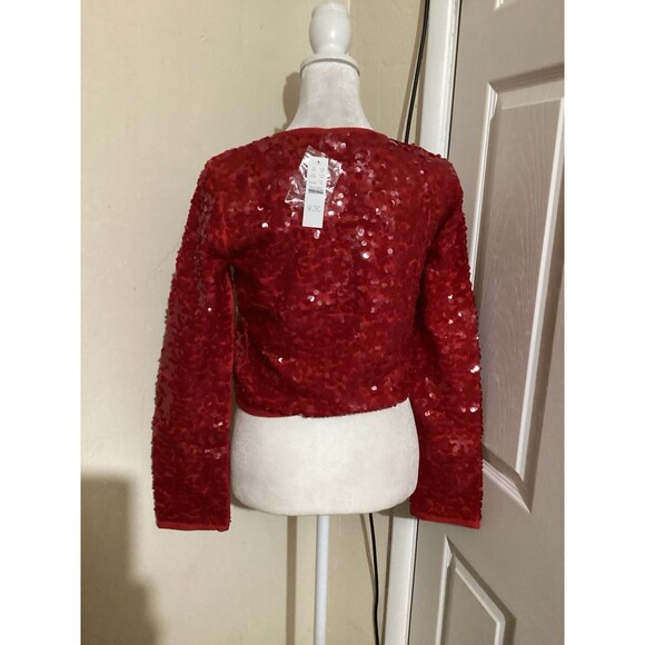 J. Crew Sparkling Red Sequin Blazer Lady Jacket - Picture 5 of 7